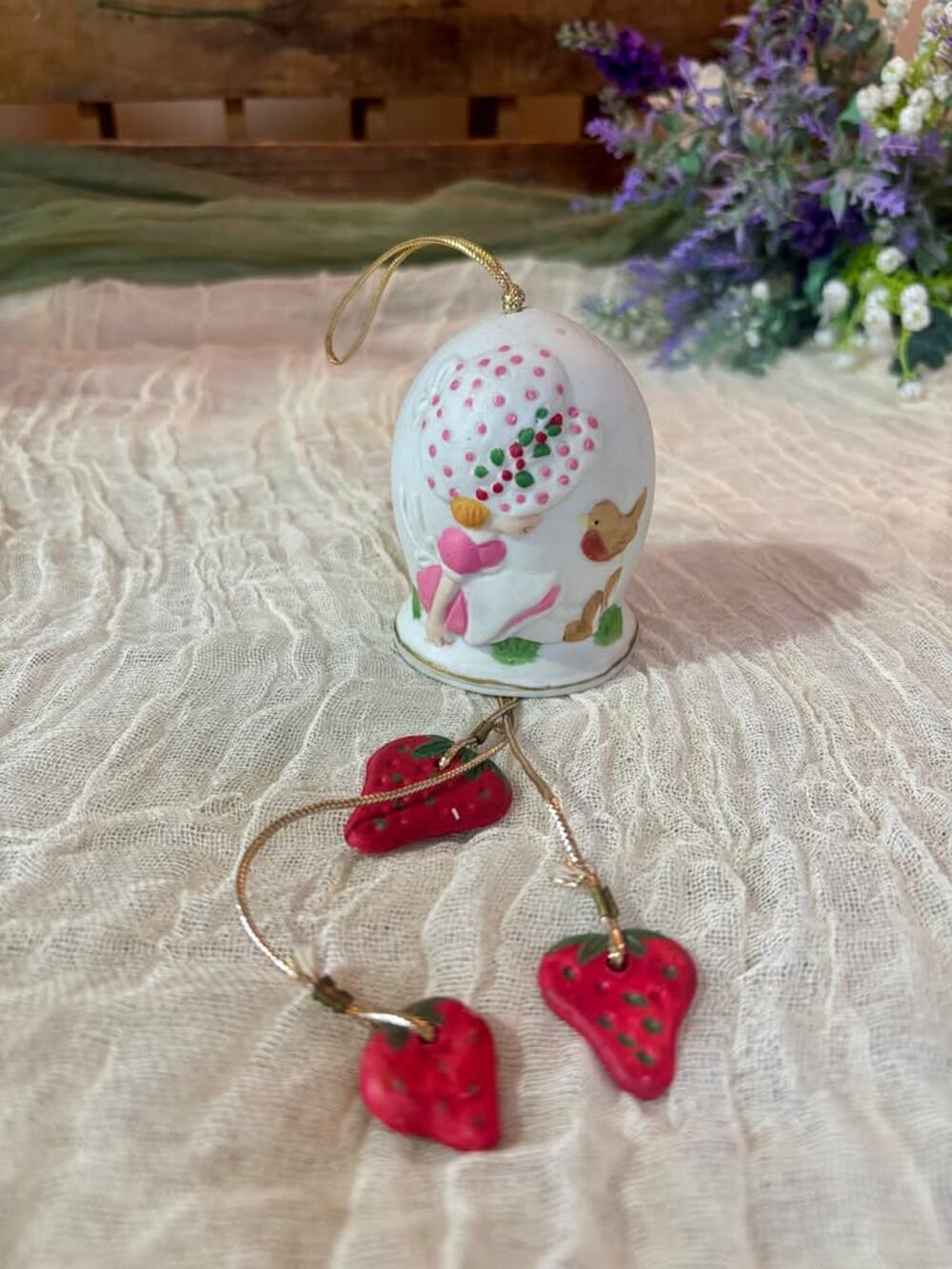 Vintage 1981 JASCO Bisque Porcelain Bell Ornament